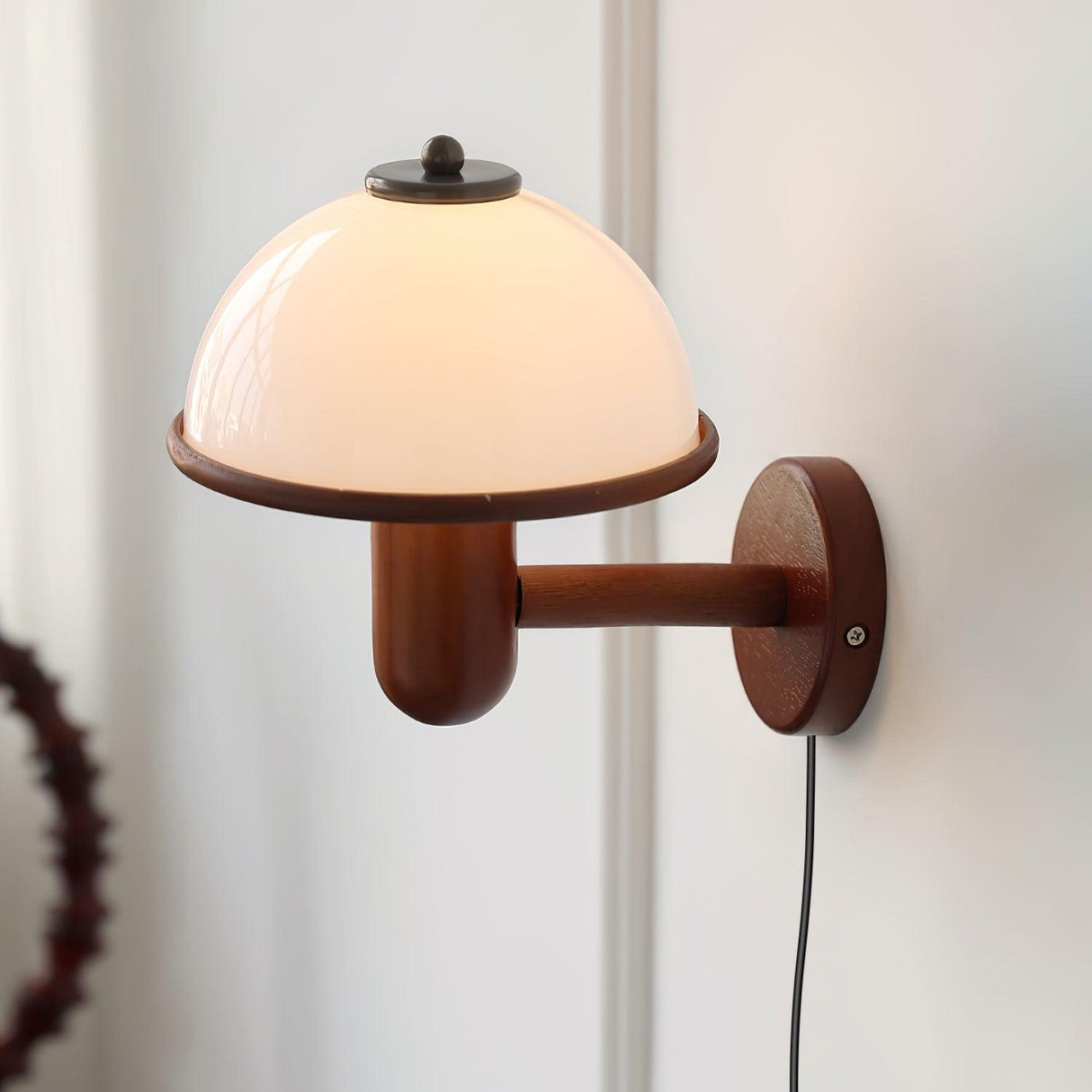 Houten Mushroom Wandlamp