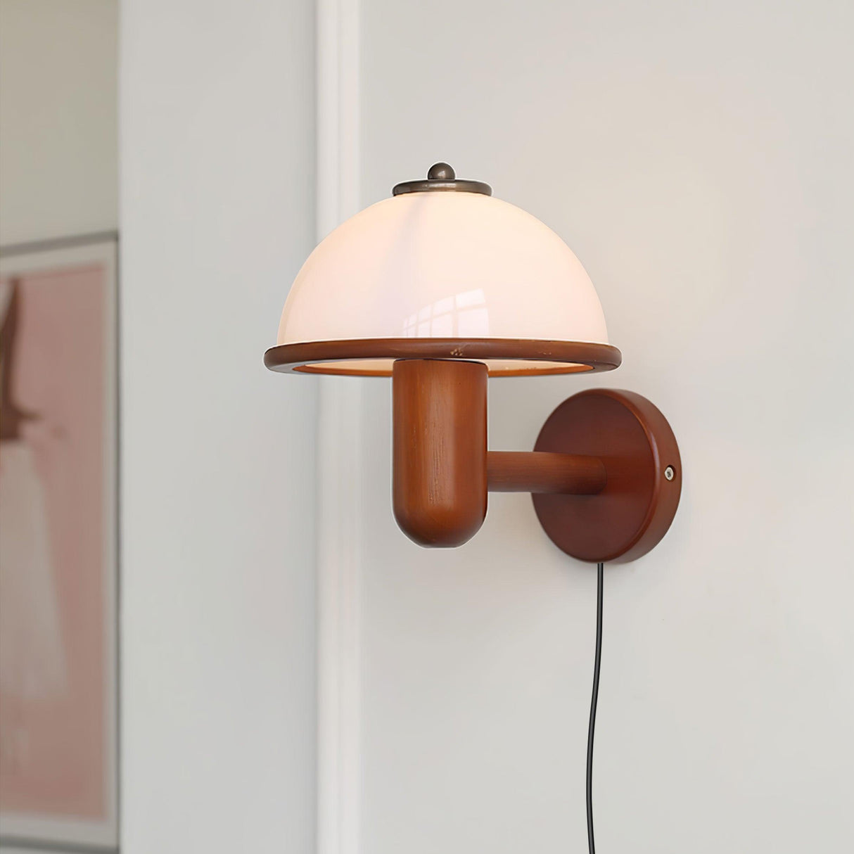 Houten Mushroom Wandlamp