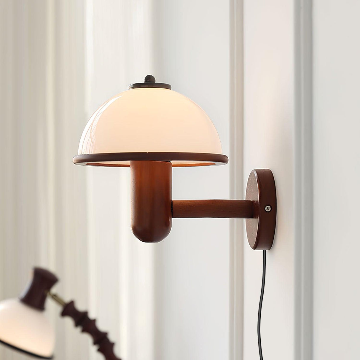 Houten Mushroom Wandlamp