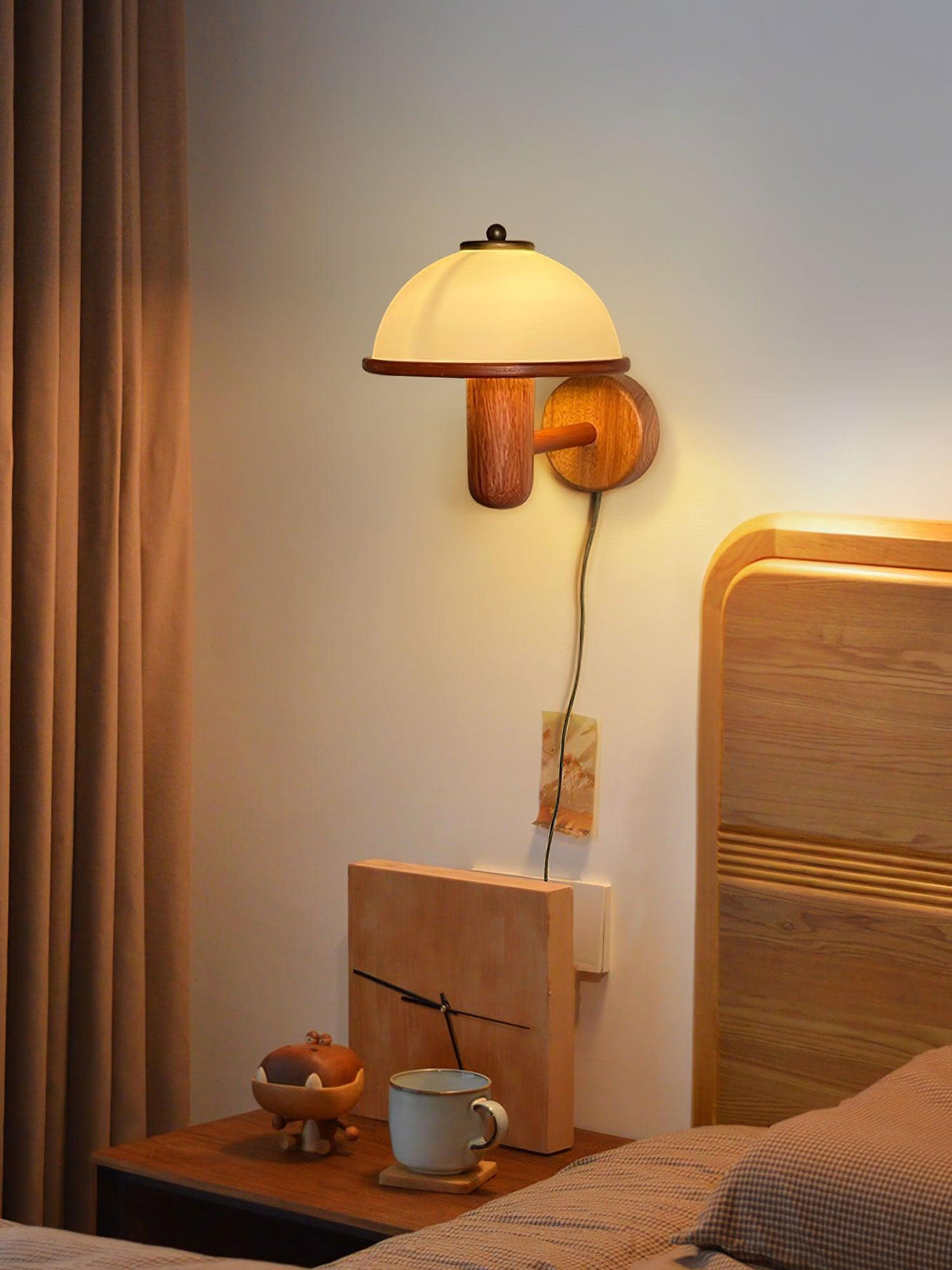 Houten Mushroom Wandlamp