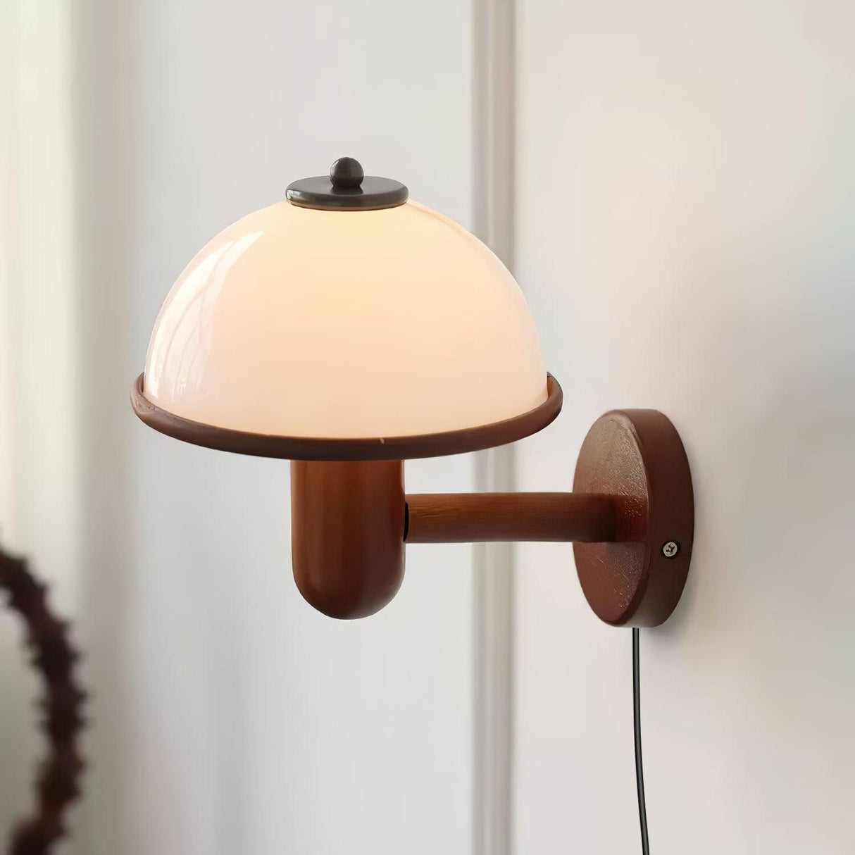 Houten Mushroom Wandlamp