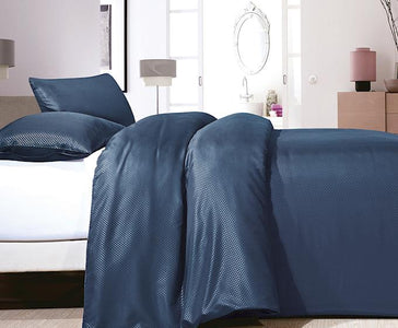 Zensation Satin Point dekbedovertrek - Navy