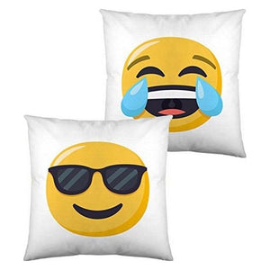 Kussen met vulling Emoji Face with Tears of Joy and Smiling with Sunglasses (40 x 40 cm)