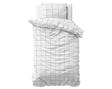 Dreamhouse Satin Deep Check Dekbedovertrek - Wit