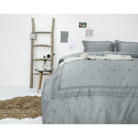 Image of Fancy Embroidery Grey Micropercal dekbedovertrek