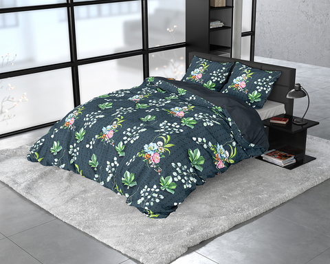 Image of DREAMHOUSE NATURE LEAVES GREEN Katoen / Satijn