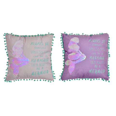 Image of Kussen DKD Home Decor Pailletten Polyester Zeemeermin (2 pcs) (40 x 40 x 40 cm)