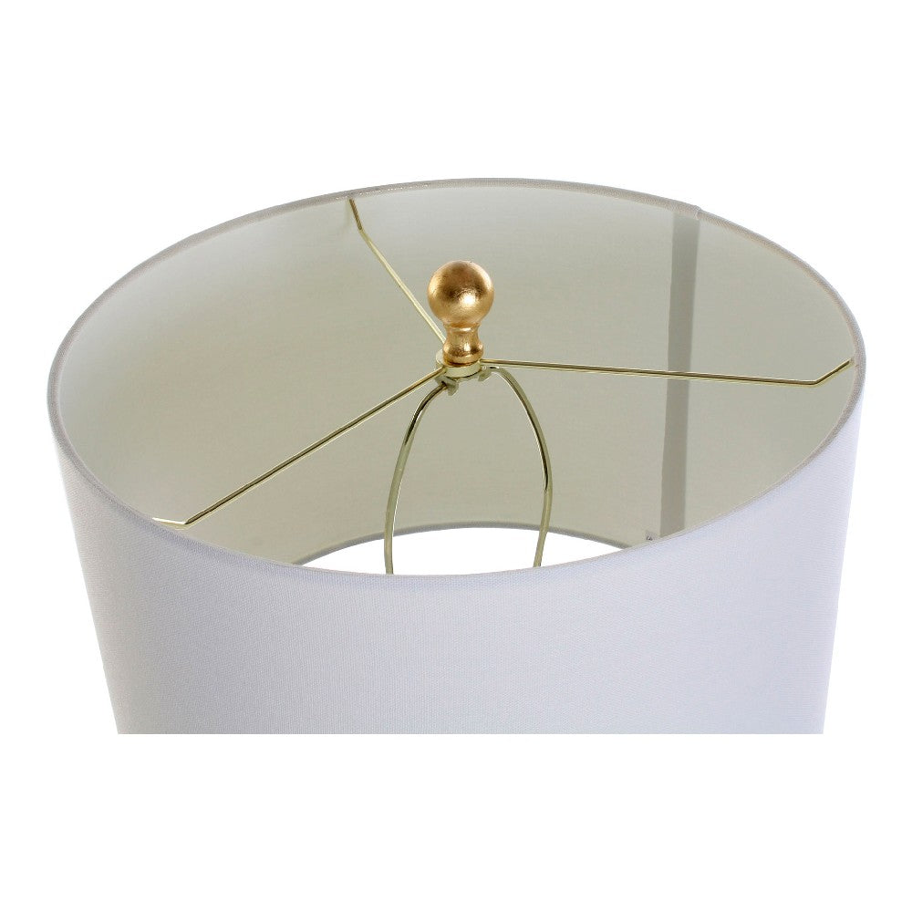 Bureaulamp DKD Home Decor Wit Katoen Metaal Marmer Gouden (38 x 38 x 91 cm)