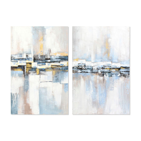 Image of Schilderij DKD Home Decor Canvas Abstract Hout MDF (2 pcs) (80 x 3 x 120 cm)
