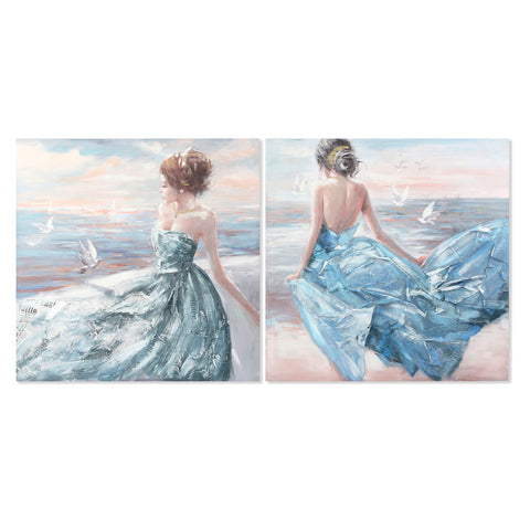 Image of Schilderij DKD Home Decor Canvas Vrouw (2 pcs) (100 x 3 x 100 cm)