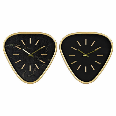 Image of Muurklok DKD Home Decor Zwart Metaal Gouden (2 pcs) (40 x 6 x 38 cm)