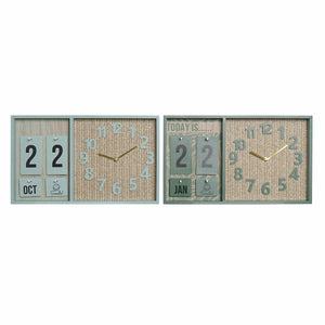 Muurklok DKD Home Decor Polypropyleen Groen Munt Hout MDF (2 pcs) (40 x 5 x 24 cm)