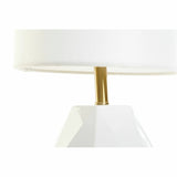 Bureaulamp DKD Home Decor Wit Polyester Metaal Keramisch 220 V Gouden 50 W