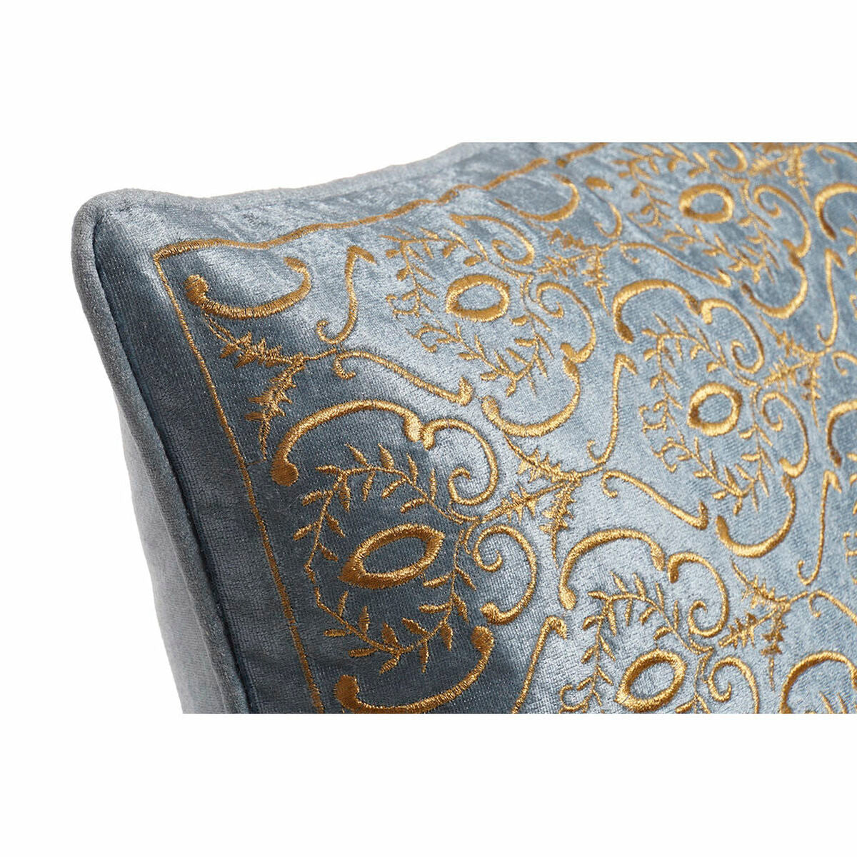 Kussen DKD Home Decor Blauw Polyester Fluweel Gouden (45 x 10 x 45 cm)