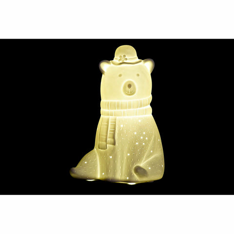 Image of Bureaulamp DKD Home Decor Wit Porselein 25W 220 V LED Beer (17 x 12 x 23 cm)