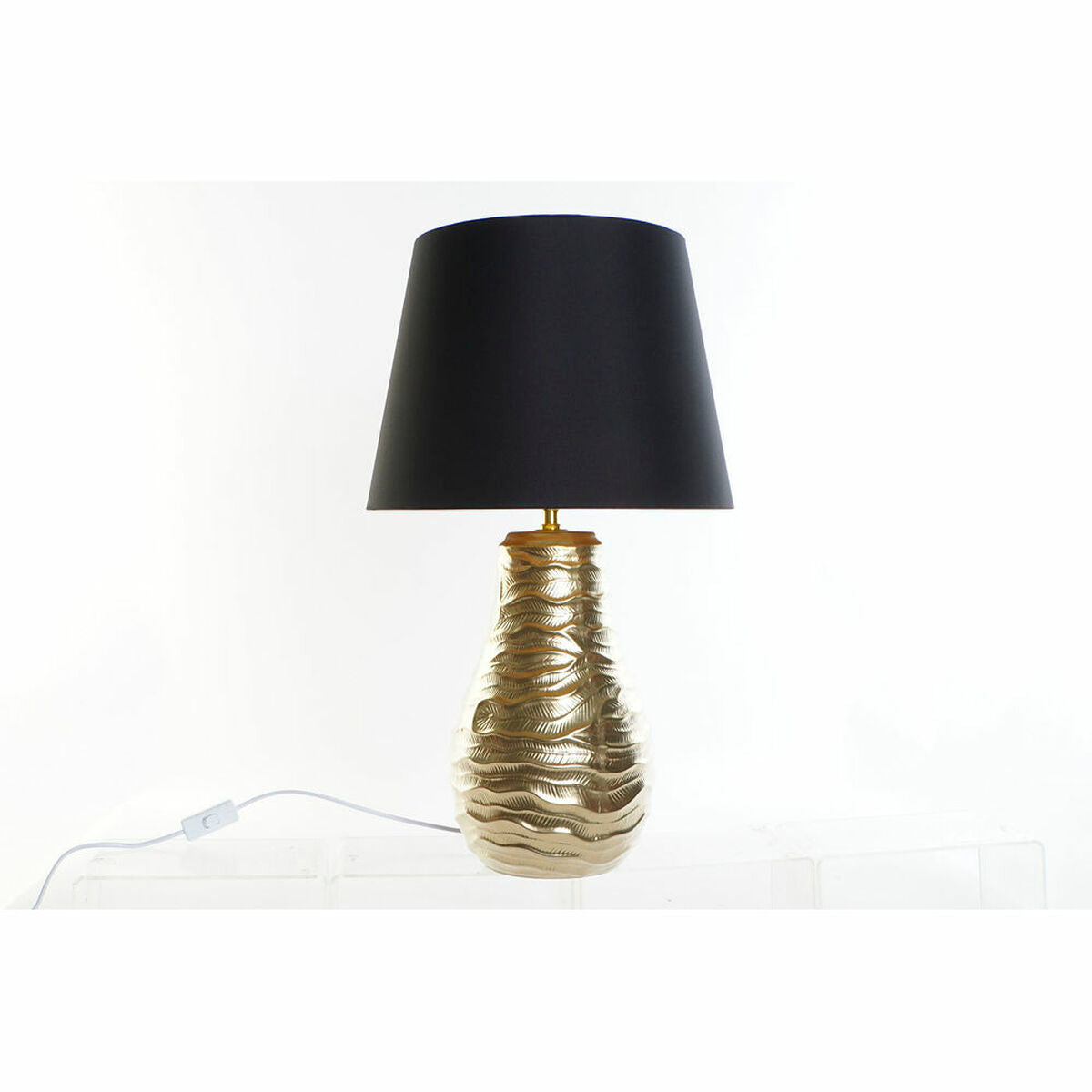 Bureaulamp DKD Home Decor Zwart Linnen Was Gouden (38 x 38 x 65 cm)