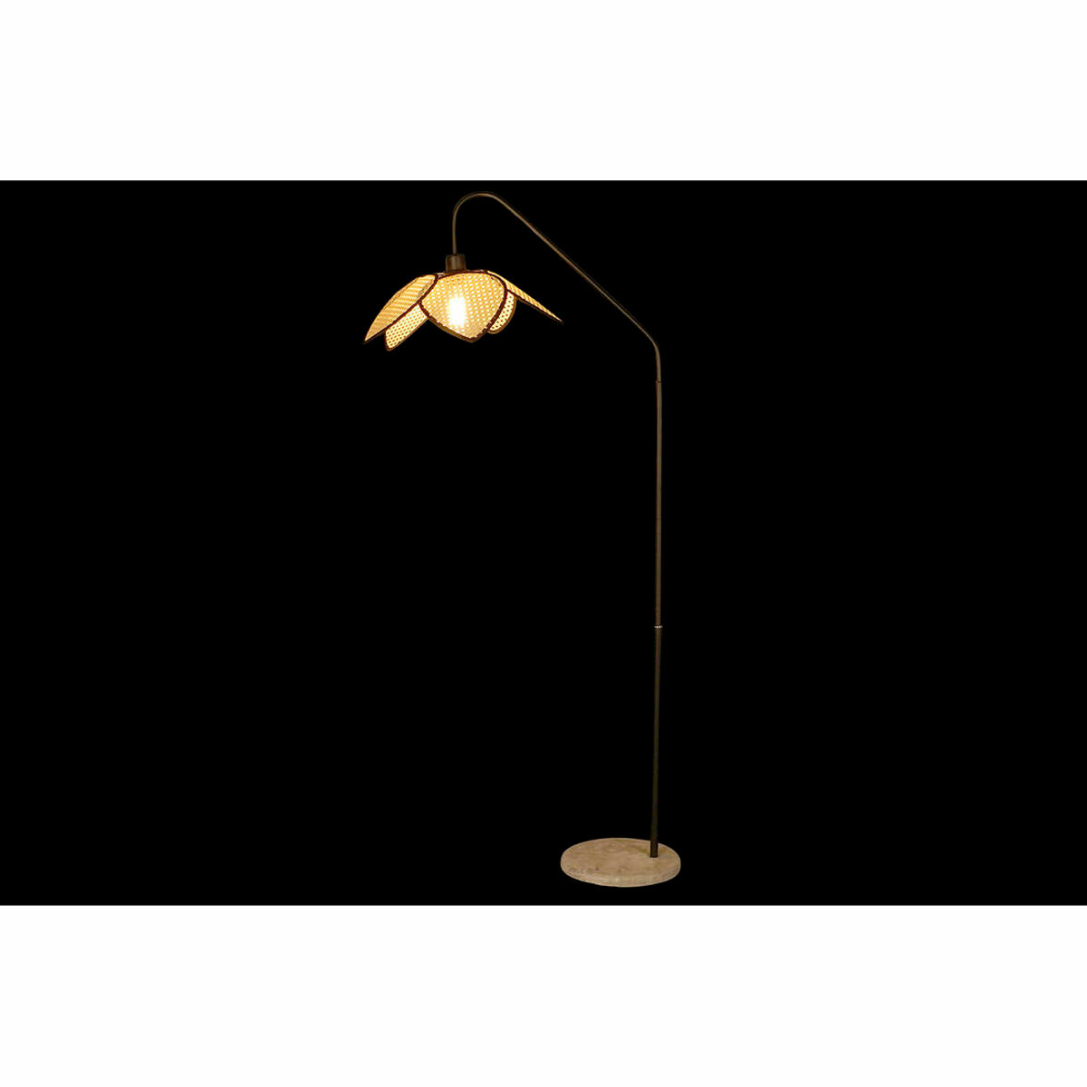 Vloerlamp DKD Home Decor Zwart Grijs Metaal Bruin Rotan (45 x 72 x 165 cm)