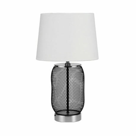 Bureaulamp DKD Home Decor Ziverachtig Zwart Metaal Stof Polyester Wit 220 V 50 W Modern (2 Stuks) (28 x 28 x 47 cm)