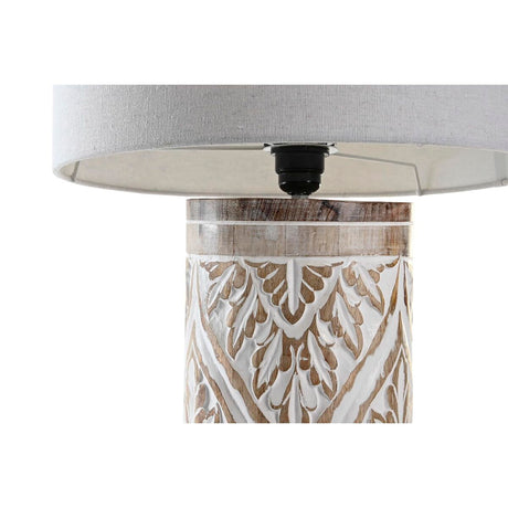 Bureaulamp DKD Home Decor Natuurlijk Katoen Wit Mangohout 50 W (18 x 18 x 30 cm)