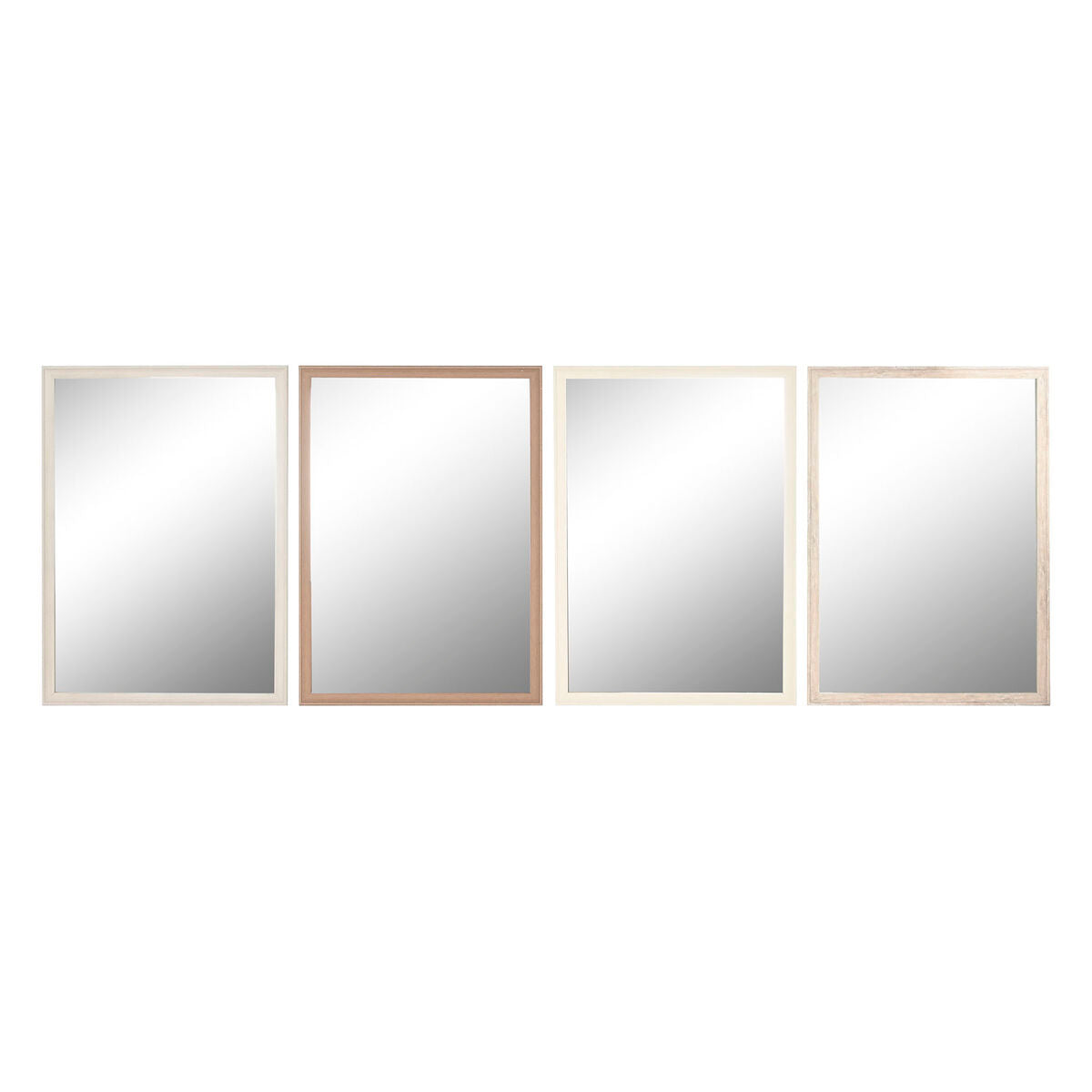 Wandspiegel Home ESPRIT Wit Bruin Beige Grijs Crème Kristal polyestyreen 66 x 2 x 92 cm (4 Stuks)