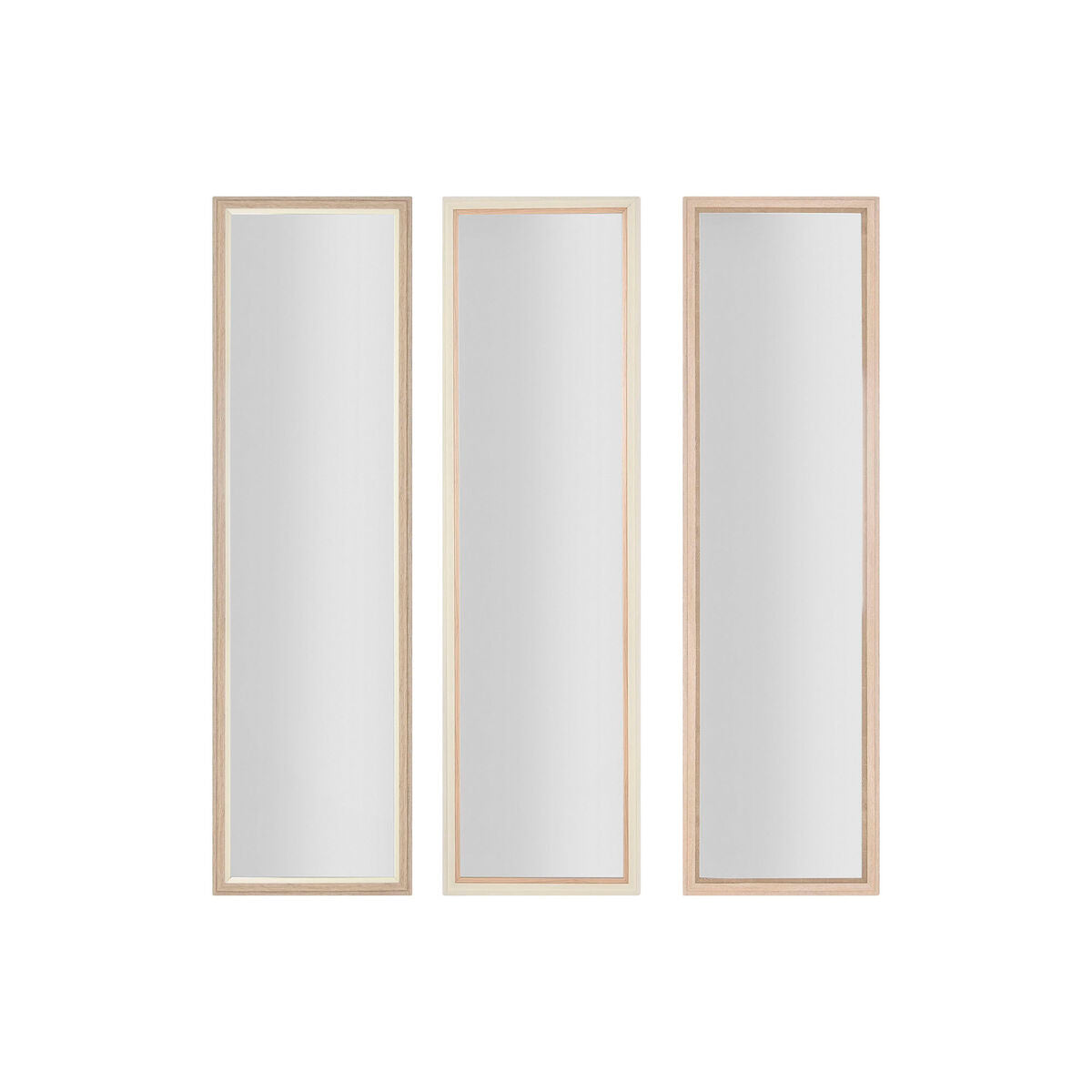 Wandspiegel Home ESPRIT Wit Bruin Beige Grijs Kristal polyestyreen 35 x 2 x 132 cm (4 Stuks)