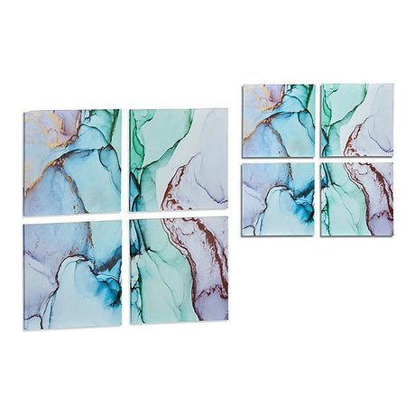 Schilderij Canvas Marmer Blauw (4 Onderdelen)