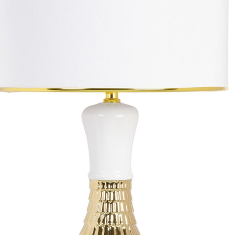 Bureaulamp 32 x 32 x 45,5 cm Keramisch Gouden Wit