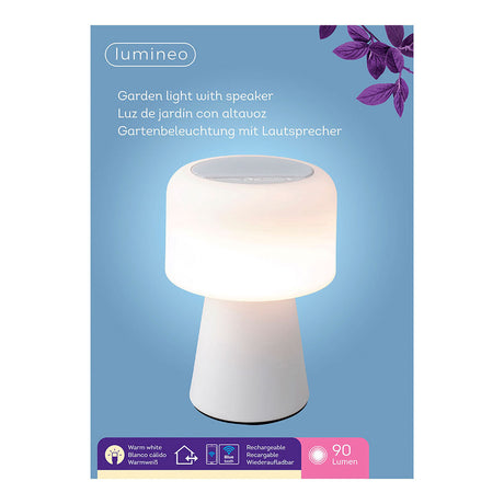 LED-lamp met Bluetooth Luidspreker en Draadloze Oplader Lumineo 894417 Wit 22,5 cm Herlaadbaar
