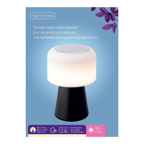 LED-lamp met Bluetooth Luidspreker en Draadloze Oplader Lumineo 894415 Zwart 22,5 cm Herlaadbaar