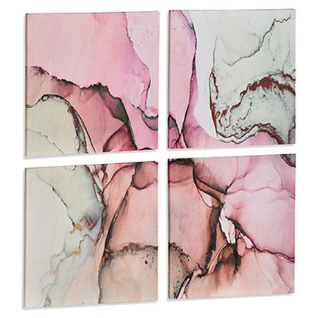 Set van 4 Schilderijen Canvas Roze Marmer 35 x 7 x 35 cm (6 Stuks)