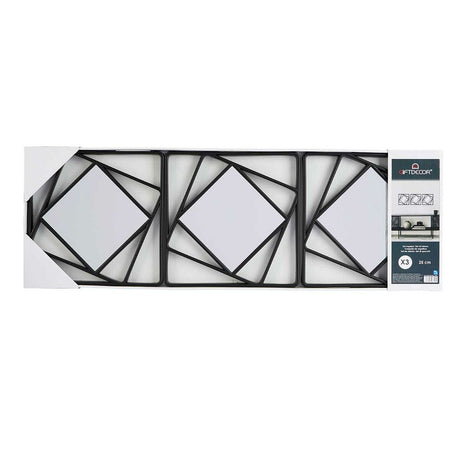 Set spiegels Vierkant Abstract Zwart Polypropyleen 78 x 26 x 2,5 cm (6 Stuks)