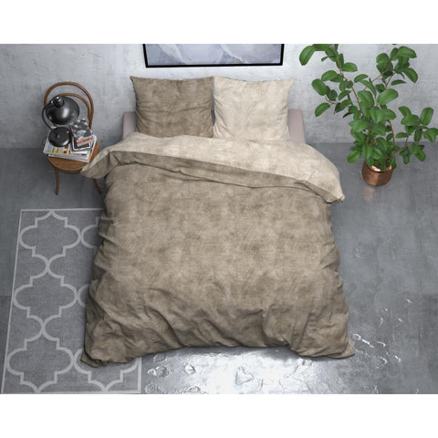 Image of Sleeptime Flanel Twin Washed Cotton-dekbedovertrek - Taupe