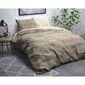 Sleeptime Flanel Twin Washed Cotton-dekbedovertrek - Taupe